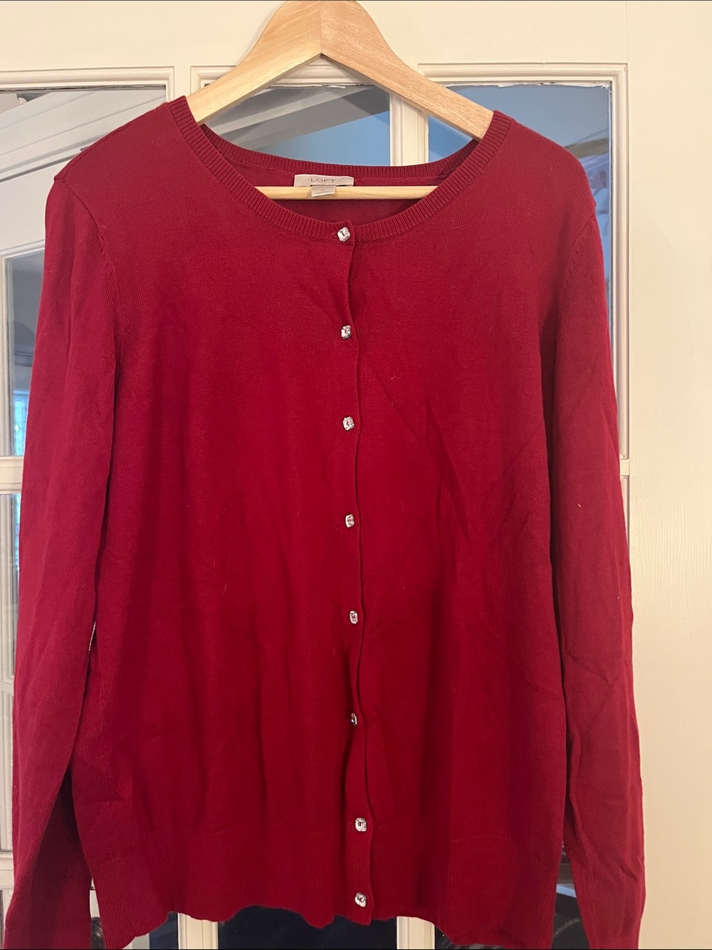 Loft Classic Women's Red Cardigan Sweater. XL
